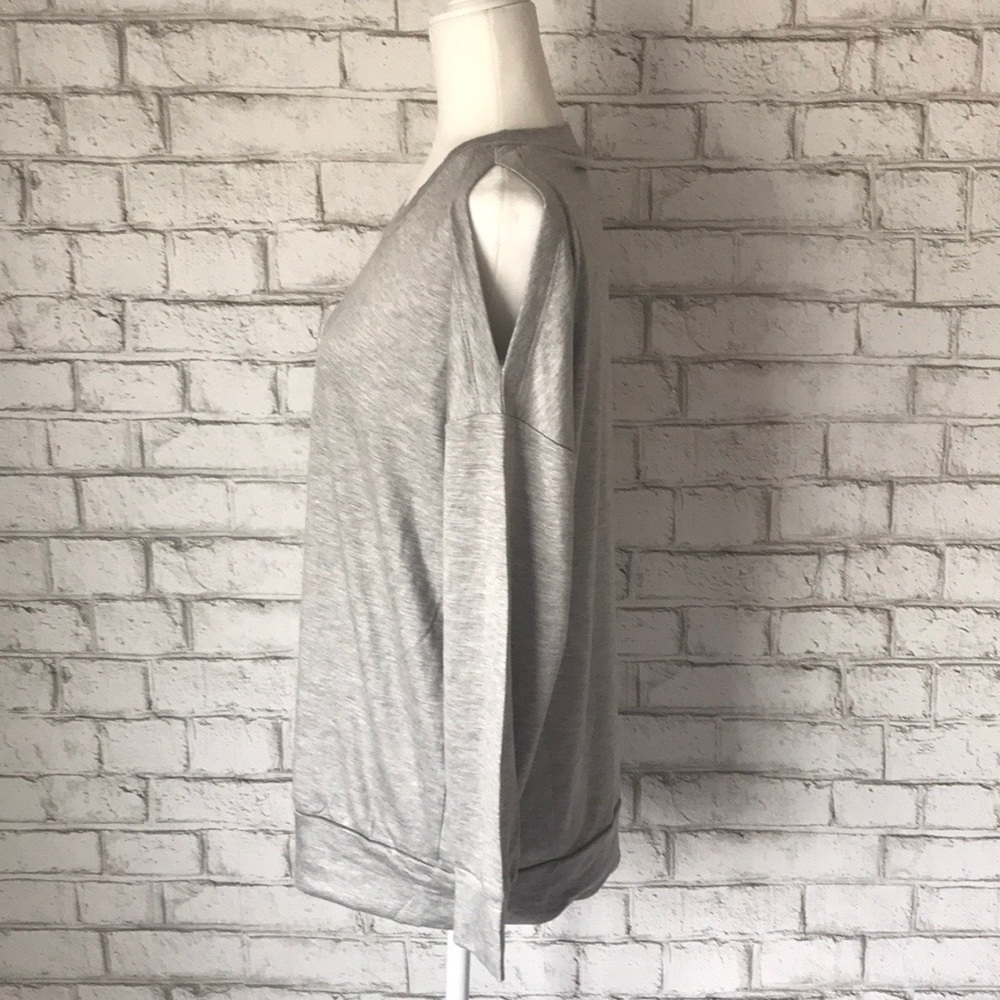 Gray Long Sleeve Cold Shoulder Top - Picture 5 of 7